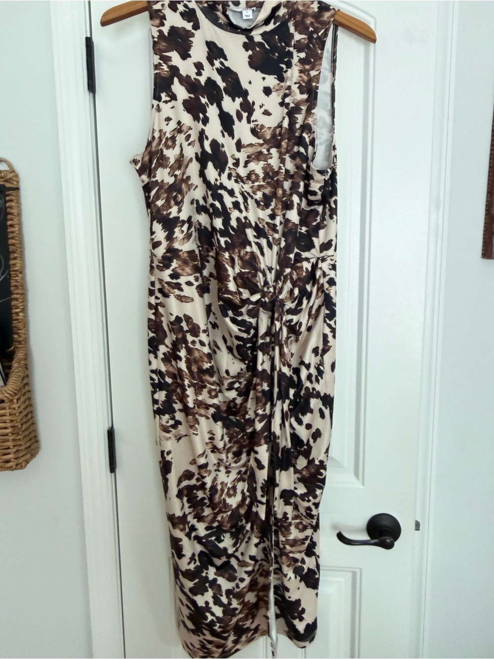 Bar III Brown & Cream Abstract Print Dress